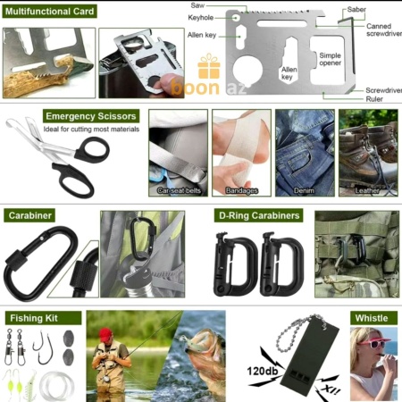 Набор для выживания 24 в 1 для кемпинга SOS